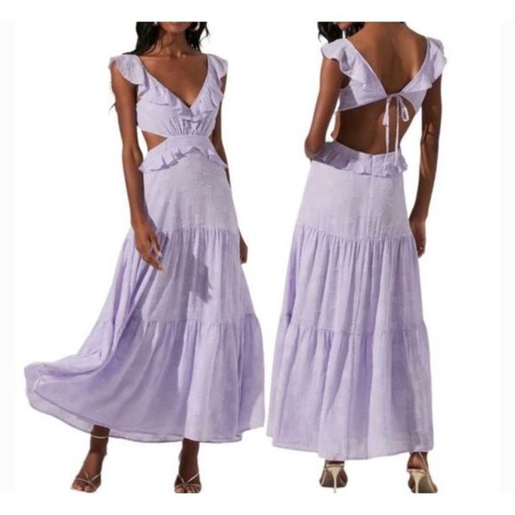 ASTR The Label NWT Middrift Cutout Midi Dress Spring Wedding Fairycore Prairie L - Picture 1 of 9